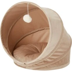 Frisco Foldable Canopy Cat Bed, Sandy Beige -Cat Toy Shop 140164 PT2. AC SS1800 V1565384035