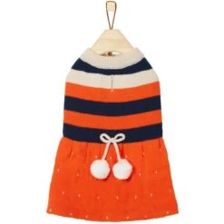 Frisco Pom Pom Bow Striped Dog & Cat Sweater Dress -Cat Toy Shop 223722 PT3. AC SS1800 V1599501054