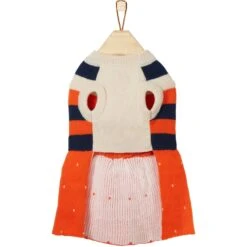 Frisco Pom Pom Bow Striped Dog & Cat Sweater Dress -Cat Toy Shop 223722 PT4. AC SS1800 V1599508586