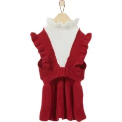 Frisco V Ruffle Dog & Cat Sweater Dress -Cat Toy Shop 223730 PT4. AC SS1800 V1599569814