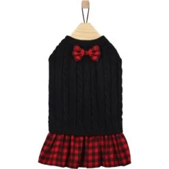 Frisco Plaid Cable Knit Dog & Cat Sweater Dress -Cat Toy Shop 223739 PT4. AC SS1800 V1659727010