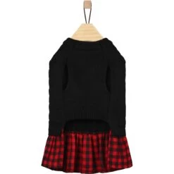 Frisco Plaid Cable Knit Dog & Cat Sweater Dress -Cat Toy Shop 223739 PT5. AC SS1800 V1659727102