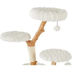 Frisco Natural Wood Modern Cat Tree With Toy, Ivory, Large -Cat Toy Shop 236563 PT3. AC SS1800 V1615987312