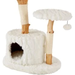 Frisco Natural Wood Modern Cat Tree With Toy, Ivory, Large -Cat Toy Shop 236563 PT5. AC SS1800 V1615989095