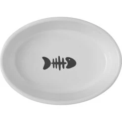 Frisco Oval Meow Non-skid Ceramic Cat Bowl With Wood Base -Cat Toy Shop 256080 PT4. AC SS1800 V1615311695