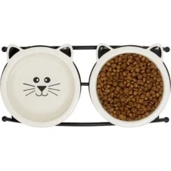 Frisco Cat Face Non-skid Elevated Double Ceramic Cat Bowl -Cat Toy Shop 256113 PT5. AC SS1800 V1615311146