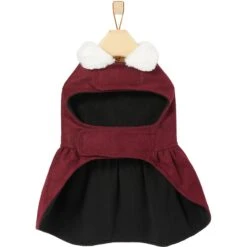 Frisco Mediumweight Pom Pom Bow Dog & Cat Peacoat Dress, Red -Cat Toy Shop 268200 PT5. AC SS1800 V1628824051