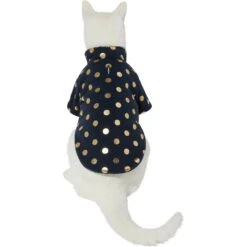 Frisco Lightweight Gold Dotted Dog & Cat Jacket, Navy -Cat Toy Shop 268247 PT2. AC SS1800 V1628741286