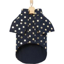 Frisco Lightweight Gold Dotted Dog & Cat Jacket, Navy -Cat Toy Shop 268247 PT5. AC SS1800 V1628824894