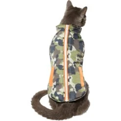 Frisco Mediumweight Camo Print Insulated Dog & Cat Zippered Coat, Green -Cat Toy Shop 268295 PT2. AC SS1800 V1628741254
