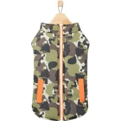 Frisco Mediumweight Camo Print Insulated Dog & Cat Zippered Coat, Green -Cat Toy Shop 268295 PT4. AC SS1800 V1628824318