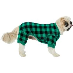 Frisco Dog & Cat Cozy Plush Fleece PJs, Green Plaid -Cat Toy Shop 268517 PT2. AC SS1800 V1637669565