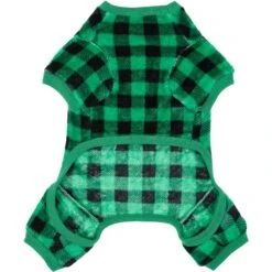 Frisco Dog & Cat Cozy Plush Fleece PJs, Green Plaid -Cat Toy Shop 268517 PT4. AC SS1800 V1637682124