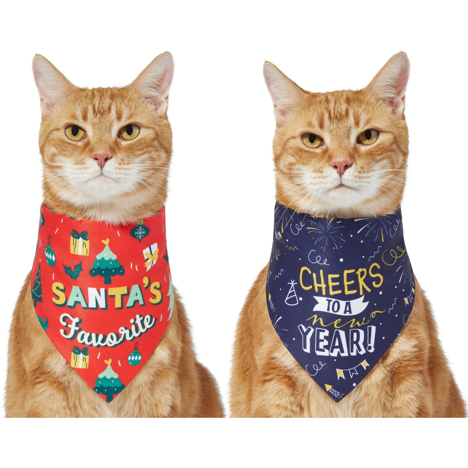 Frisco Santa's Favorite & Cheers To The New Year Dog & Cat Reversible Bandana 1 Frisco Santa's Favorite & Cheers To The New Year Dog & Cat Reversible Bandana