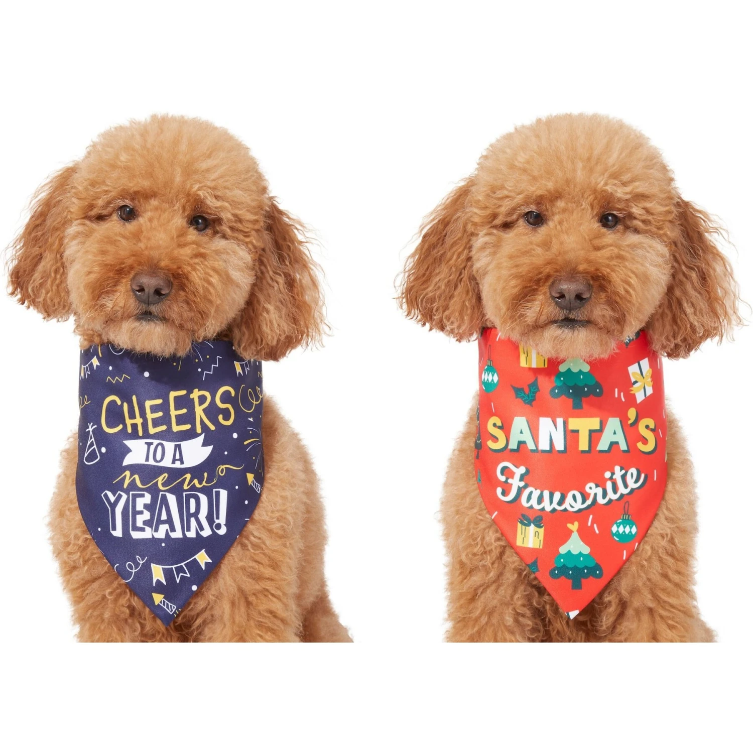 Frisco Santa's Favorite & Cheers To The New Year Dog & Cat Reversible Bandana 3 Frisco Santa's Favorite & Cheers To The New Year Dog & Cat Reversible Bandana - Image 3