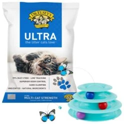 Frisco Butterfly Cat Tracks Cat Toy & Dr. Elsey's Ultra Unscented Clumping Clay Cat Litter
