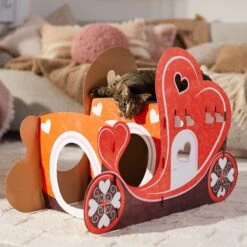 Frisco Valentine Love Carriage Cardboard Cat House, 2-Story -Cat Toy Shop 301565 PT4. AC SS1800 V1701364873