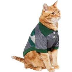 Frisco Green Striped Polo Dog & Cat Shirt -Cat Toy Shop 315091 PT2. AC SS1800 V1646434051