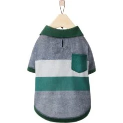 Frisco Green Striped Polo Dog & Cat Shirt -Cat Toy Shop 315091 PT4. AC SS1800 V1646437905