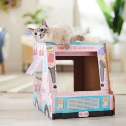 Frisco Ice Cream Truck Cardboard Cat House, 2-Story -Cat Toy Shop 317729 PT3. AC SS1800 V1676566491