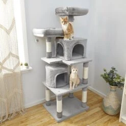 Frisco 61-in Faux Fur Cat Tree & Condo & Frisco 38-in Cat Tree With Condo, Top Perch & Toy -Cat Toy Shop 318964 PT4. AC SS1800 V1630365995