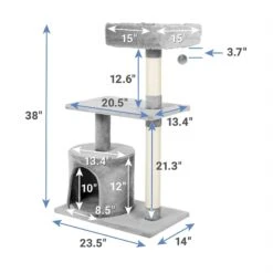 Frisco 61-in Faux Fur Cat Tree & Condo & Frisco 38-in Cat Tree With Condo, Top Perch & Toy -Cat Toy Shop 318964 PT6. AC SS1800 V1630359370