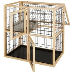 Frisco Collapsible Wood & Wire Cat Cage Playpen, 2 Level -Cat Toy Shop 323214 PT3. AC SS1800 V1645493866