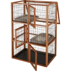 Frisco Collapsible Wood & Wire Cat Cage Playpen, 3 Level -Cat Toy Shop 323215 PT3. AC SS1800 V1645497221