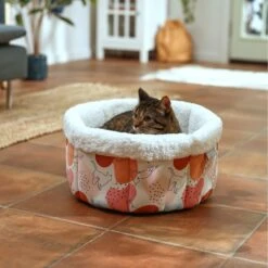 Cat Toy Shop 5 Frisco Sherpa High Walled Self-Warming Bolster Small Cat Bed, Calico Cat