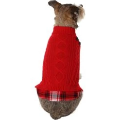 Frisco Plaid Cable Knit Dog & Cat Sweater -Cat Toy Shop 353611 PT2. AC SS1800 V1659007313