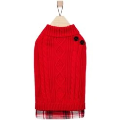 Frisco Plaid Cable Knit Dog & Cat Sweater -Cat Toy Shop 353611 PT4. AC SS1800 V1659726603