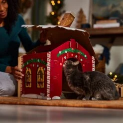 Frisco Holiday Santa's Workshop Cardboard Cat House -Cat Toy Shop 360881 PT3. AC SS1800 V1695648150