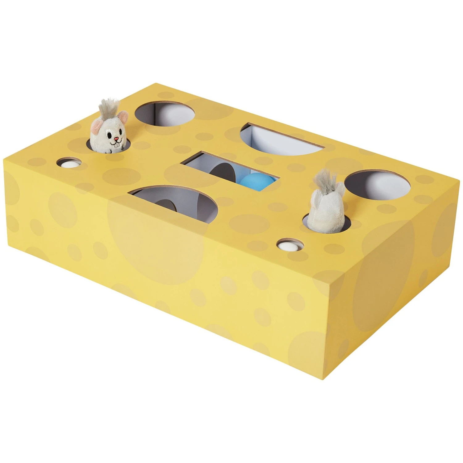 Frisco Cheese Interactive Maze Cardboard Cat Toy Box With Catnip 1 Frisco Cheese Interactive Maze Cardboard Cat Toy Box With Catnip