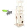 Frisco 71-in Faux Fur Cat Tree & Condo & Frisco Deshedding Dog & Cat Brush