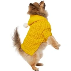 Frisco Sherpa Lined Chunky Cable Knit Dog & Cat Hooded Sweater -Cat Toy Shop 718374 PT2. AC SS1800 V1703184631