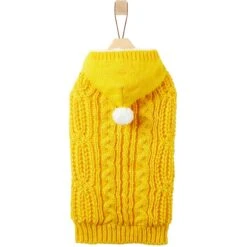 Frisco Sherpa Lined Chunky Cable Knit Dog & Cat Hooded Sweater -Cat Toy Shop 718374 PT3. AC SS1800 V1692978165