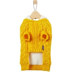 Frisco Sherpa Lined Chunky Cable Knit Dog & Cat Hooded Sweater -Cat Toy Shop 718374 PT4. AC SS1800 V1693234297