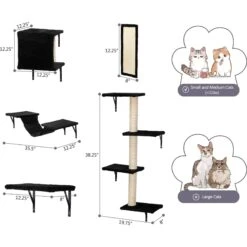 Coziwow Wall Mounted Shelves Set Cat Tree & Frisco Wooden Wall Mounted Stainless Steel Cat Feeding Station With Bowl -Cat Toy Shop 947694 PT2. AC SS1800 V1693921596