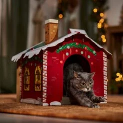 Frisco Holiday Log Cabin Cardboard Cat House & Frisco Holiday Santa's Workshop Cardboard Cat House -Cat Toy Shop 986198 PT8. AC SS1800 V1698258405