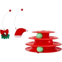 Frisco Holiday Santa Hat & Mistletoe Cat Tracks Cat Toy & Frisco Holiday Mice Cat Toy With Catnip, 5 Count -Cat Toy Shop 986278 PT3. AC SS1800 V1698258464